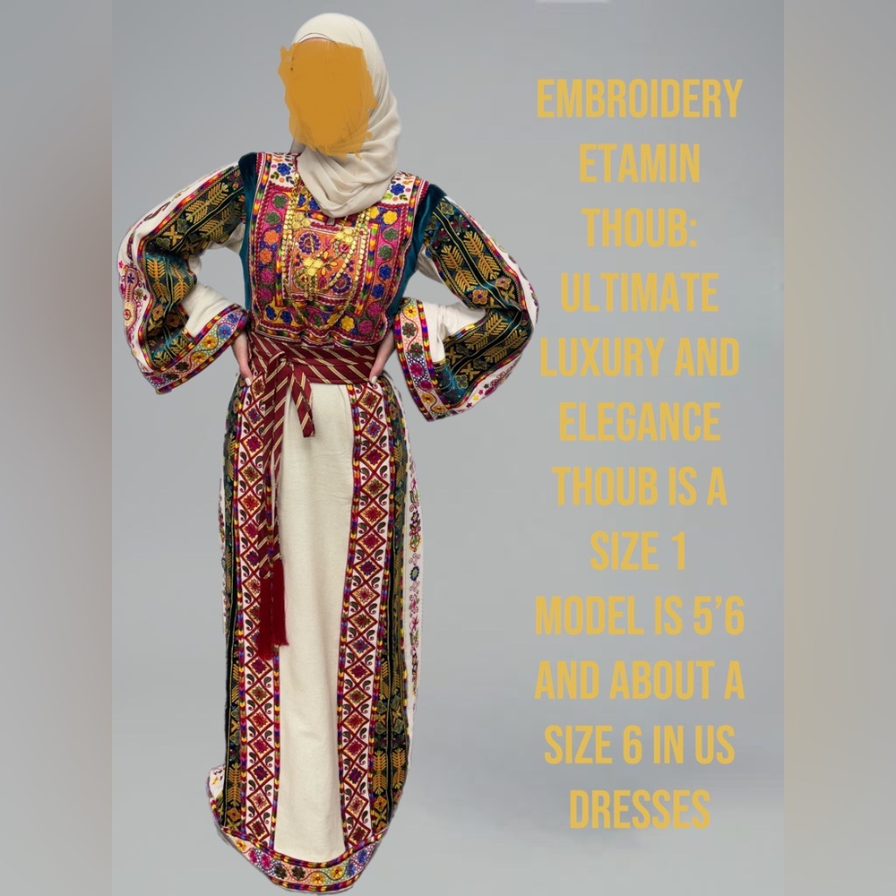 Palestinian Embroidery Etamin Thoub: Ultimate Luxury and Elegance size 1 🇵🇸